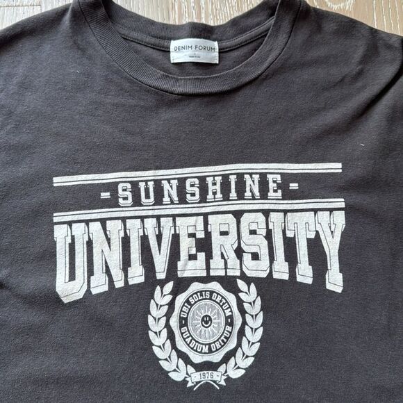 Denim Forum The Old Favorite Tee Sunshine University Cotton Brown Sz1 - Picture 4 of 11